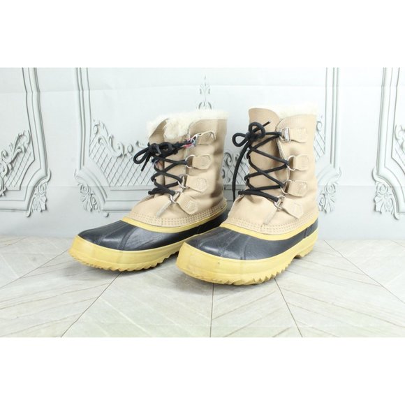 Sorel Tan Leather Faux Fur Wool Waterproof Snow Boots Size 9 - Picture 2 of 10